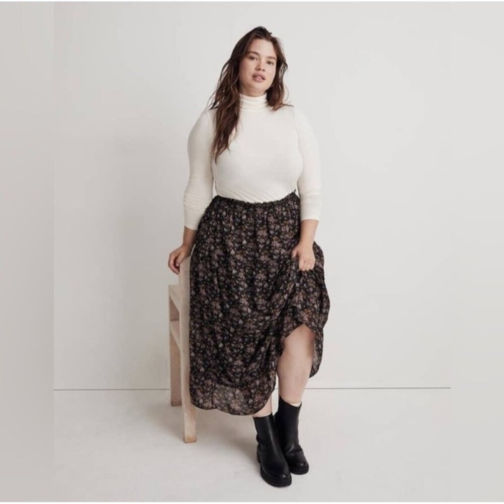 Madewell Crinkle Georgette Tiered Maxi Skirt In Blurred Blooms - Picture 2 of 10